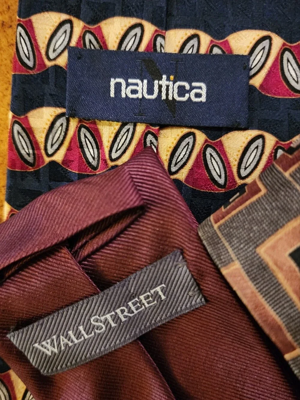 3pc Men’s Tie Lot NAUTICA WALL STREET MACHADO Silk Polyester Geometric Solid
